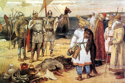 Rurik and his brothers arrive in Staraya Ladoga