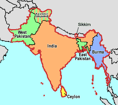 Map showing West and East Pakistan