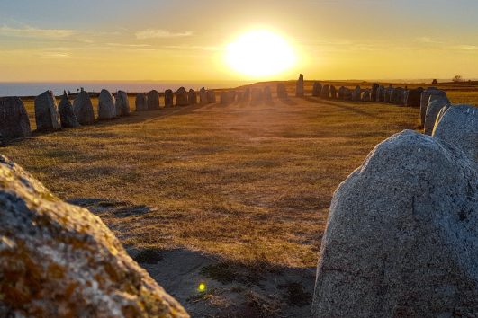 Ale's Stones (Ales stenar), a megalithic monument in Skåne, Sweden.