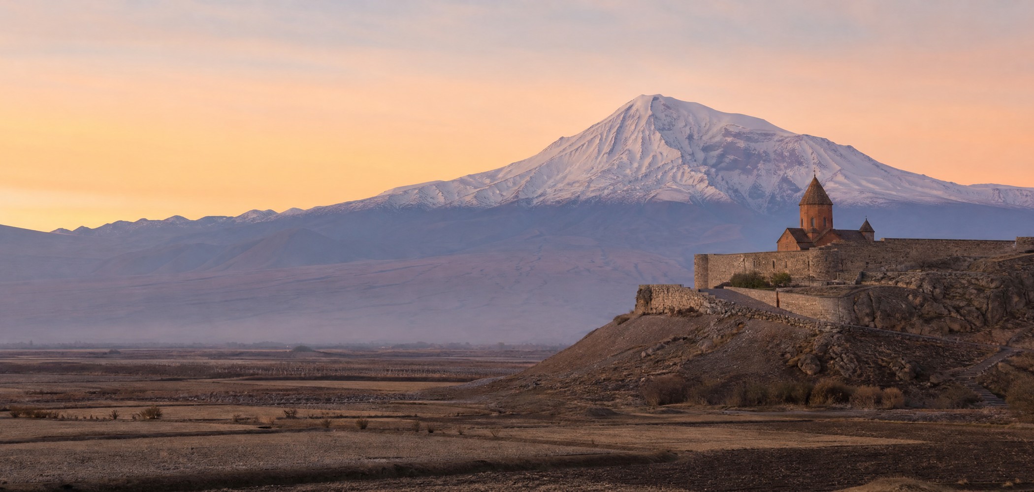 Khor Virap Monastery with Mount Ararat above the Armenian plain