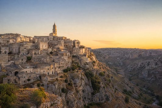 People-free editorial view of Southern Italy Sicily Matera Sassi Hero.