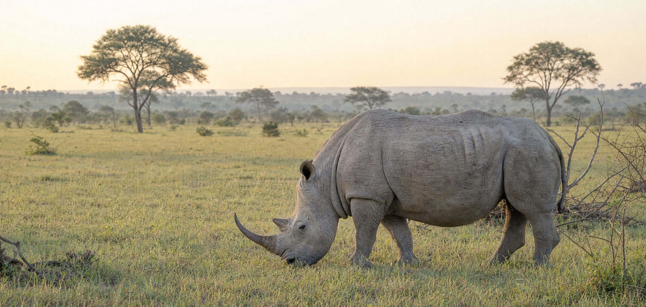 People-free editorial wildlife view of 02 Kruger White Rhinoceros.