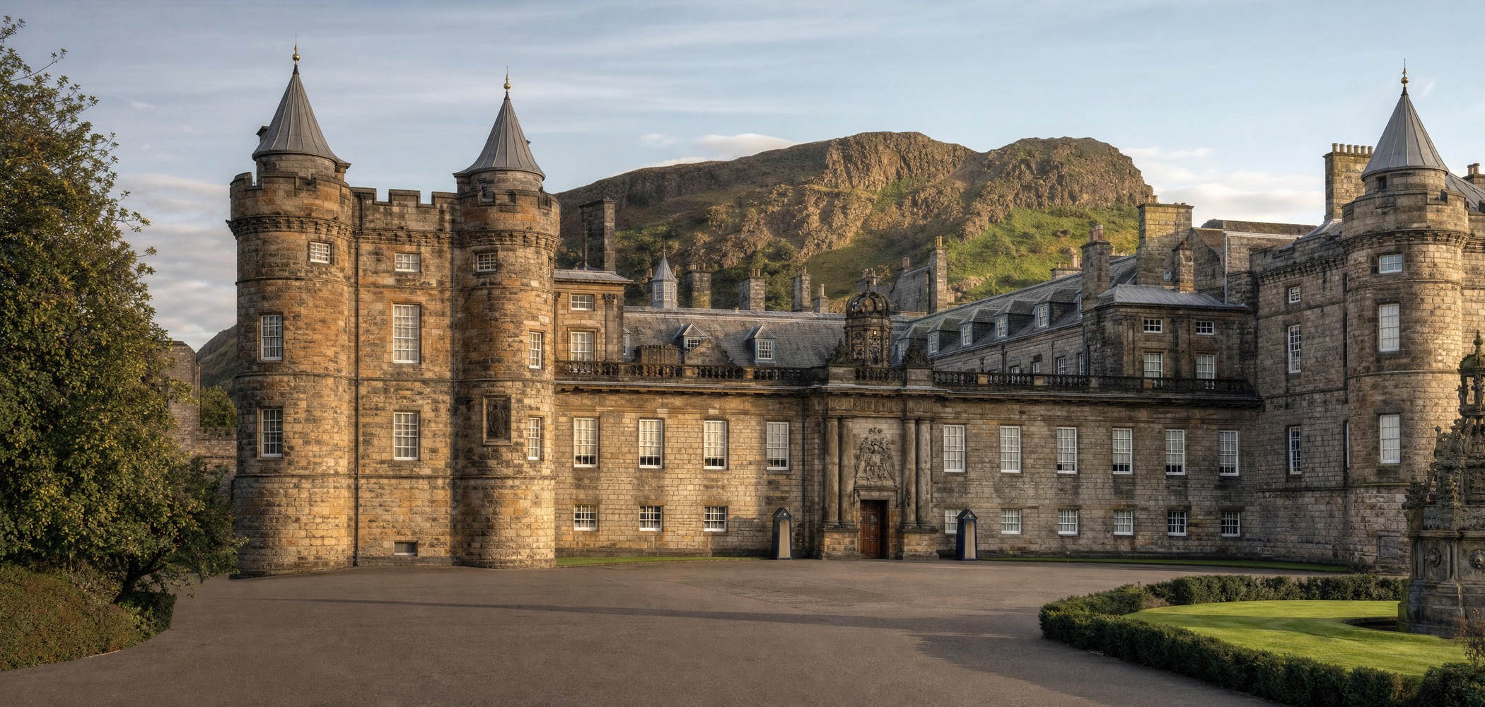 People-free editorial view of Holyrood Palace.