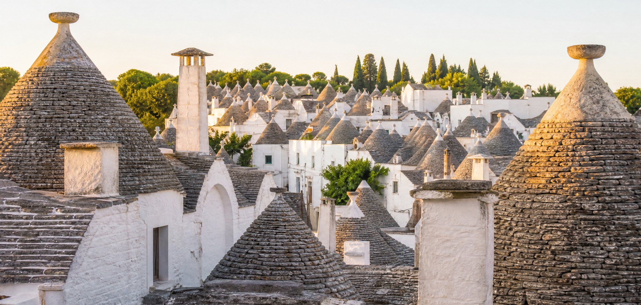 People-free editorial view of Alberobello Trulli.