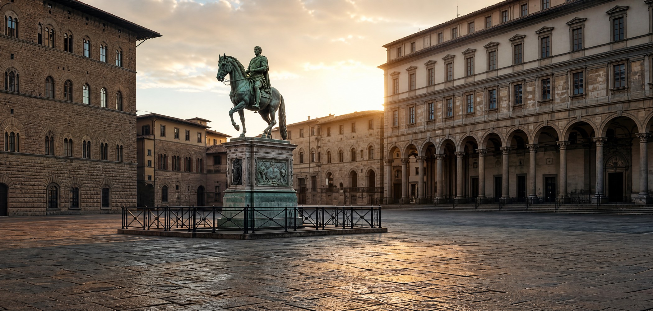 People-free editorial view of Piazza Della Signoria.