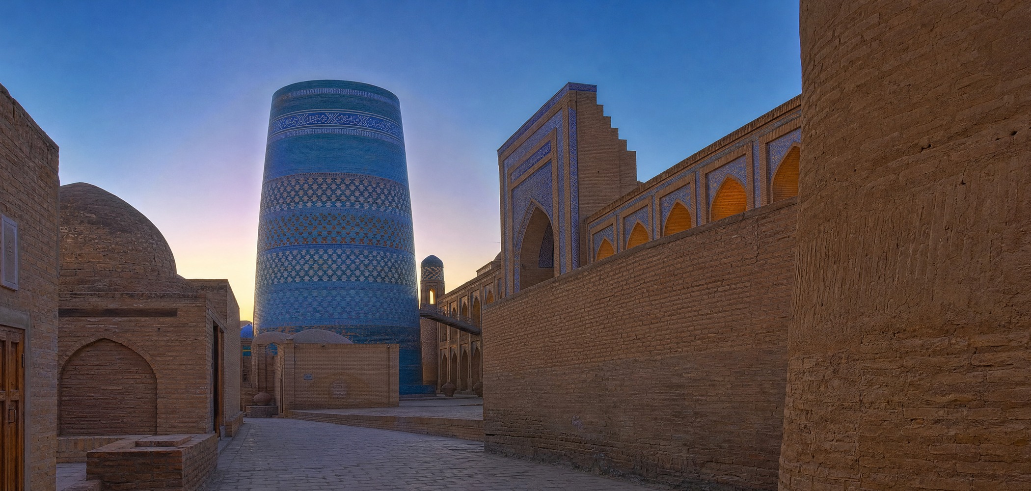 People-free editorial view of Khiva Kalta Minor.