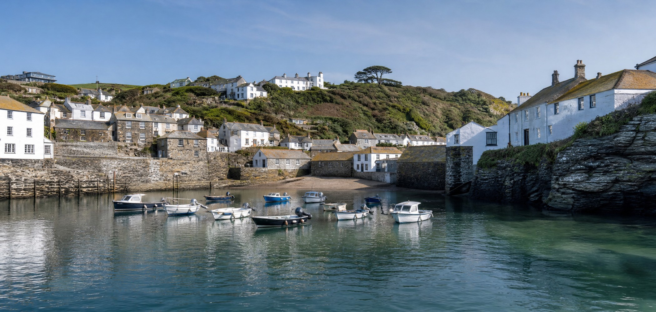 Port Isaac harbour in Cornwall, England.