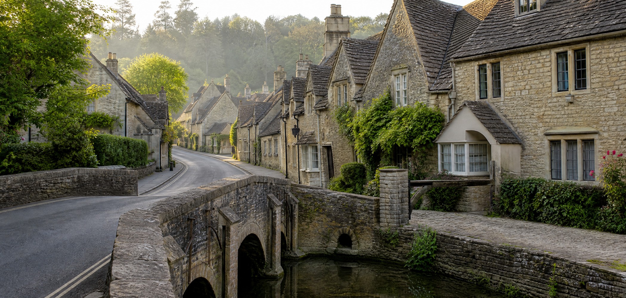 Stone cottages in Castle Combe, England.