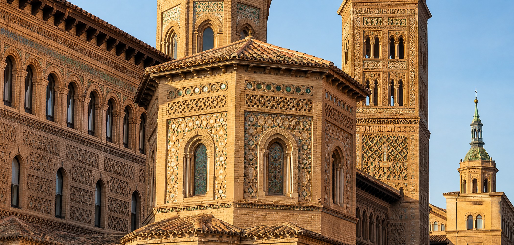 People-free editorial view of Zaragoza Mudejar.