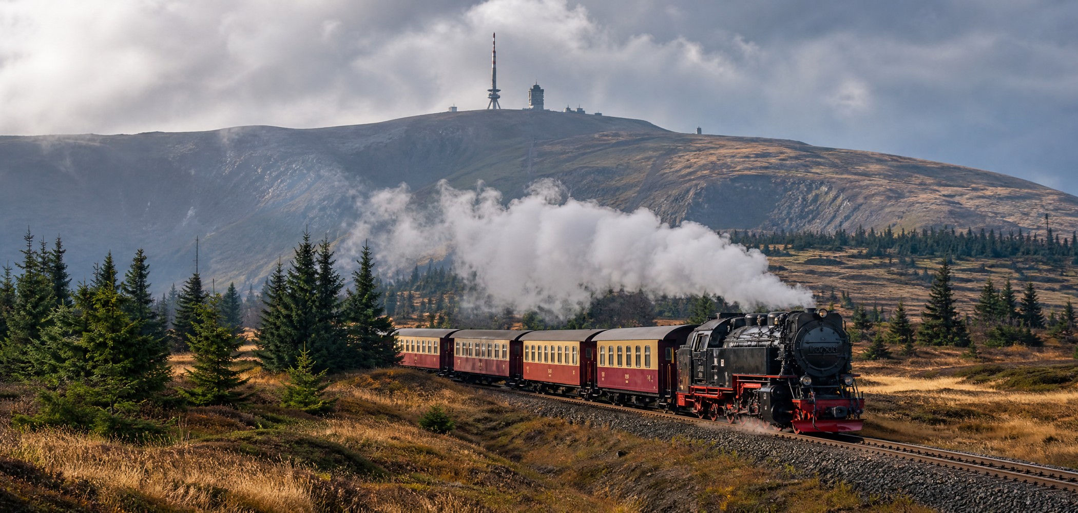 People-free editorial view of Harz Brocken Railway.