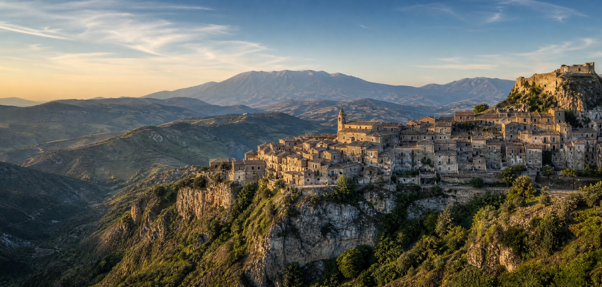 People-free editorial view of Gerace Norman Castle.