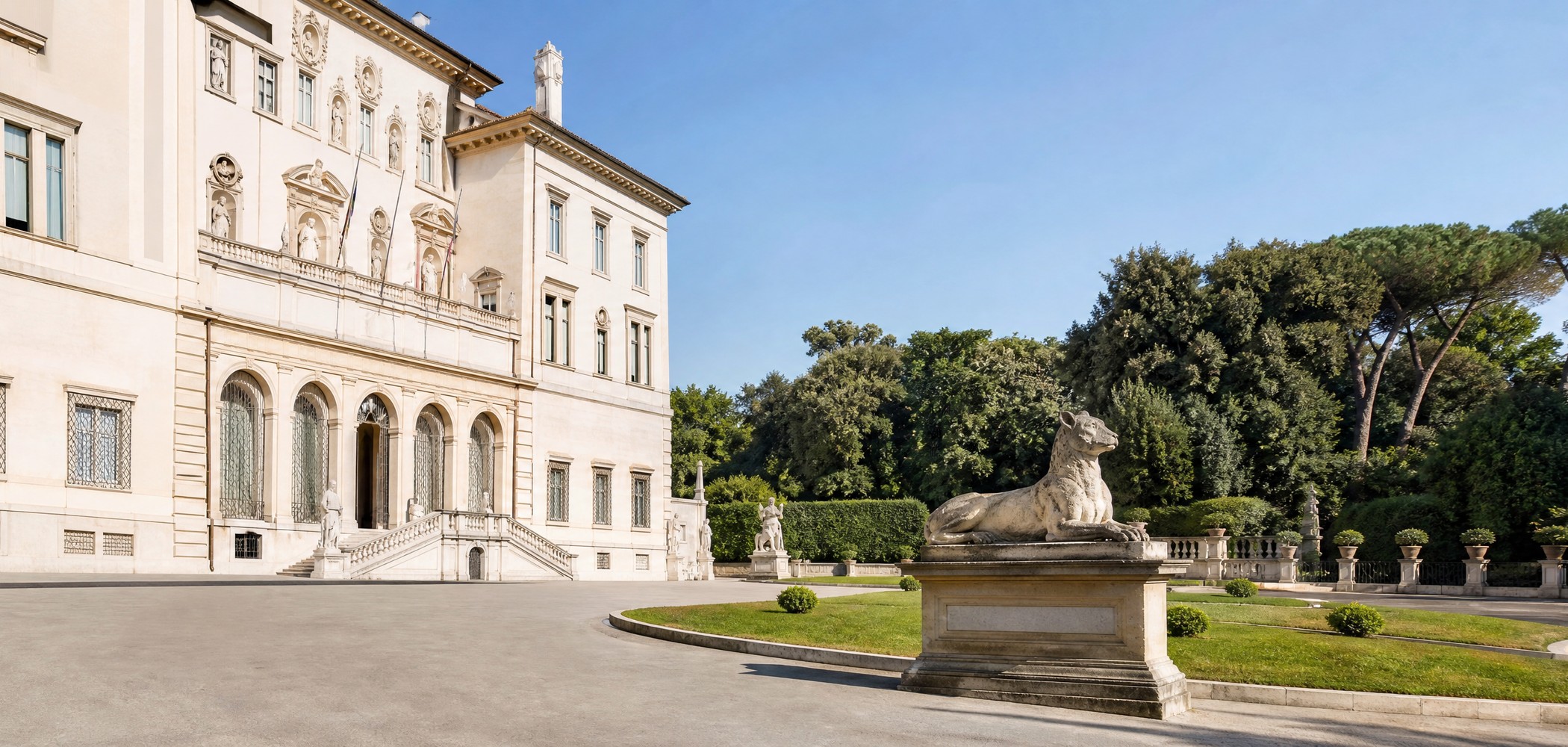 People-free editorial view of Villa Borghese.