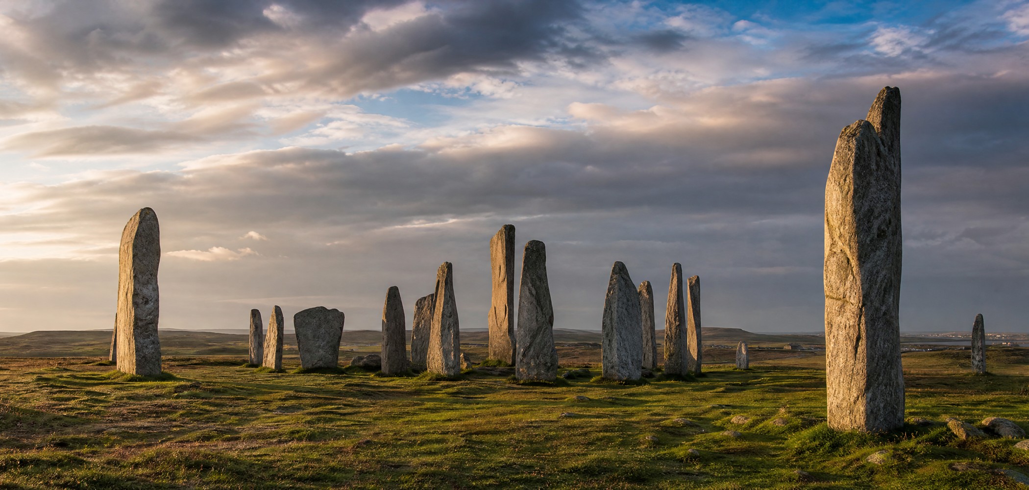 Callanish Standing Stones on an empty moor on the Isle of Lewis.