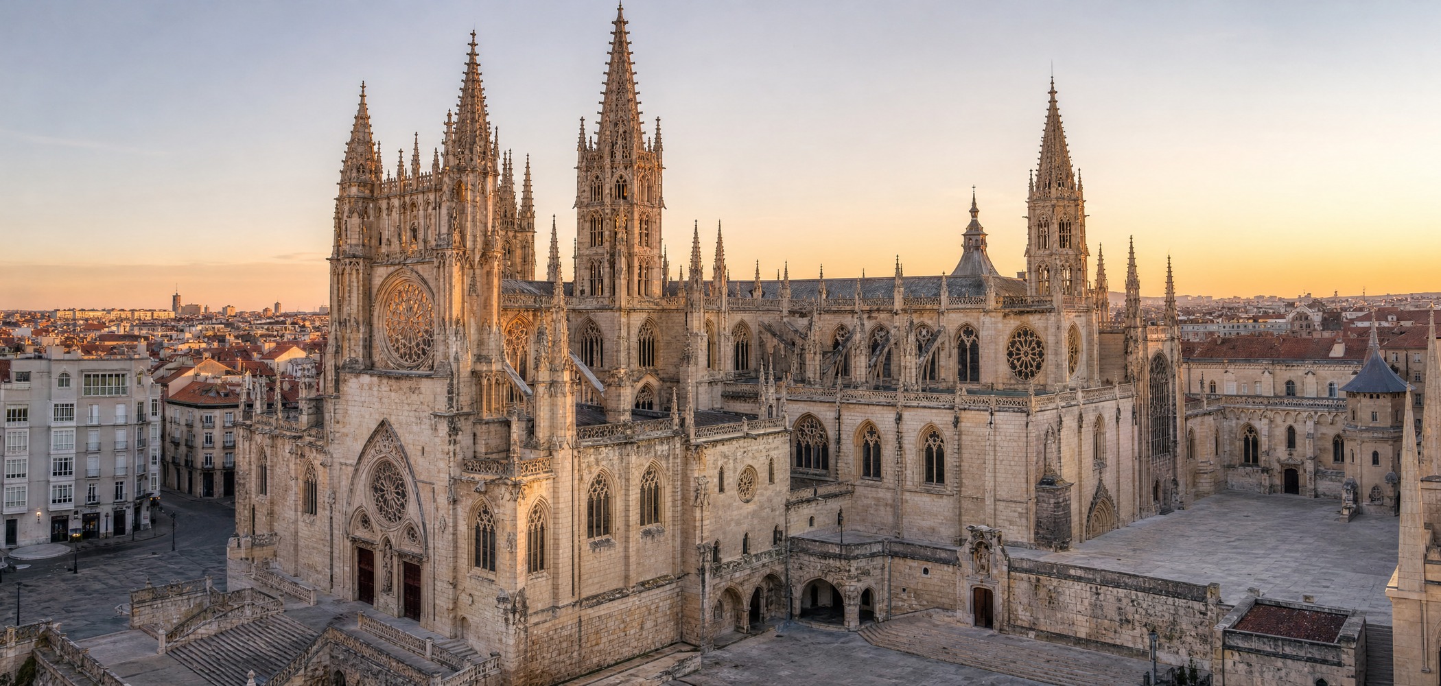 People-free editorial view of Burgos Cathedral.