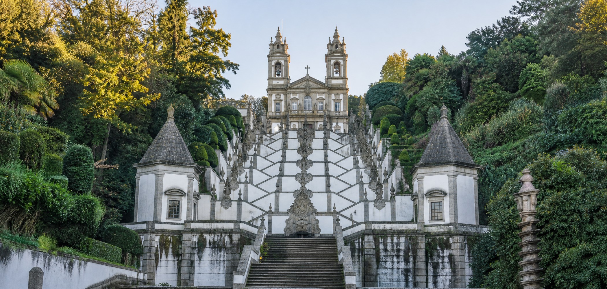 Baroque staircase leading to Bom Jesus do Monte in Braga.