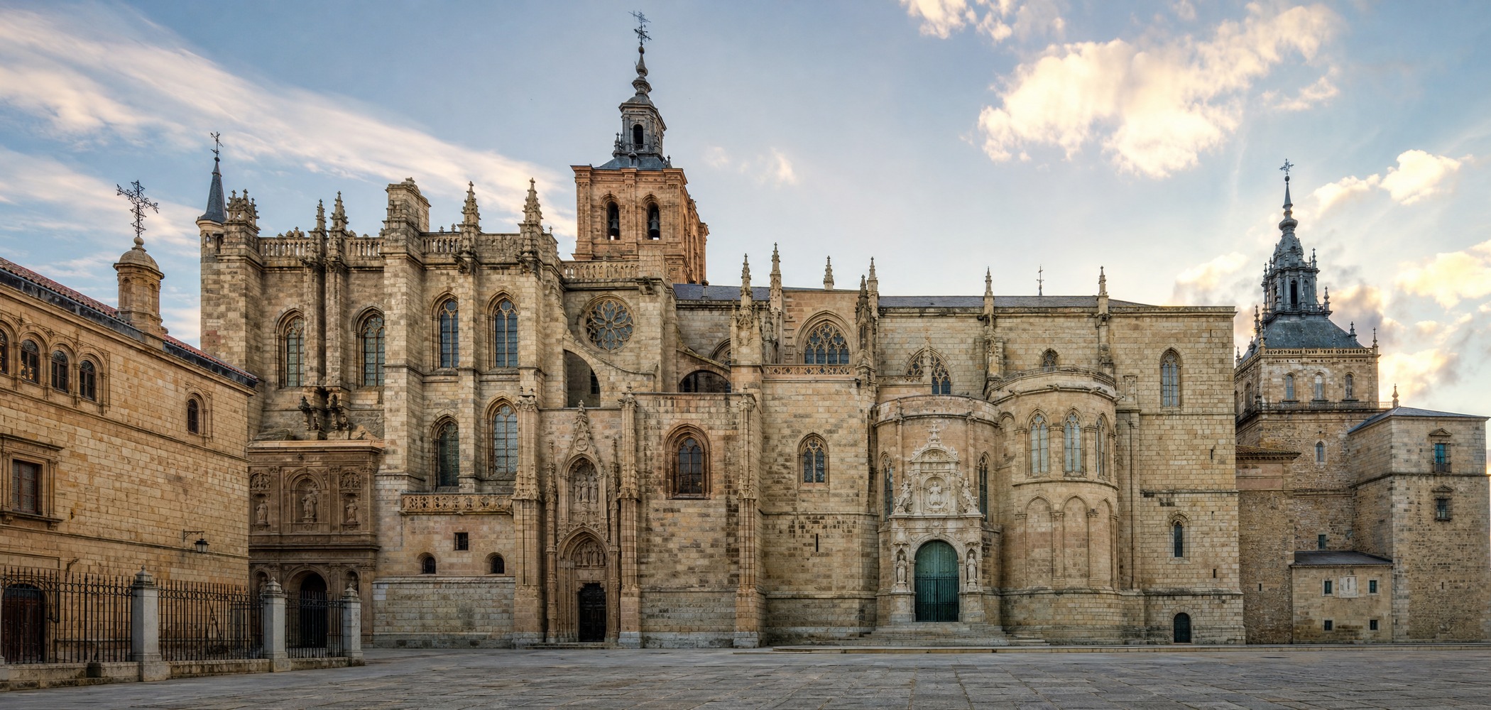 People-free editorial view of Astorga Cathedral.