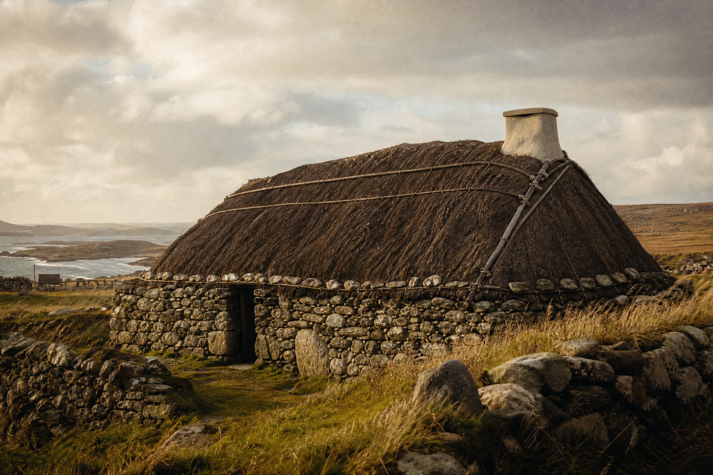 Arnol Blackhouse traditional crofting house on the coast of the Isle of Lewis, Scotland