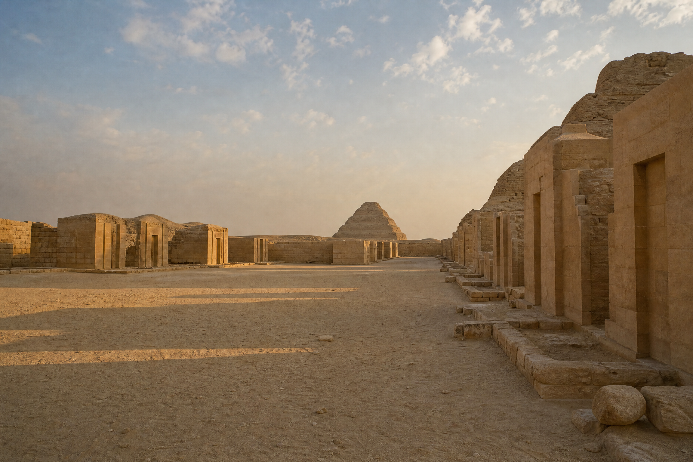 The Heb-Sed court within the Step Pyramid complex at Saqqara, Egypt