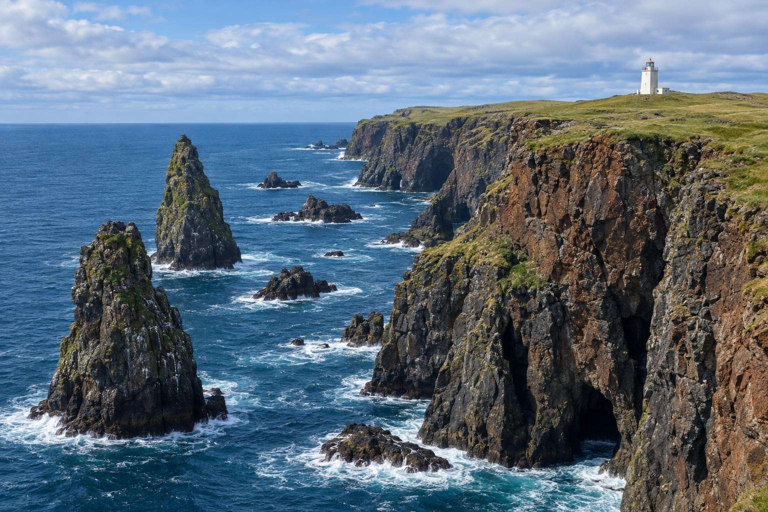 The cliffs and sea stacks of Eshaness on the Northmavine peninsula, Shetland