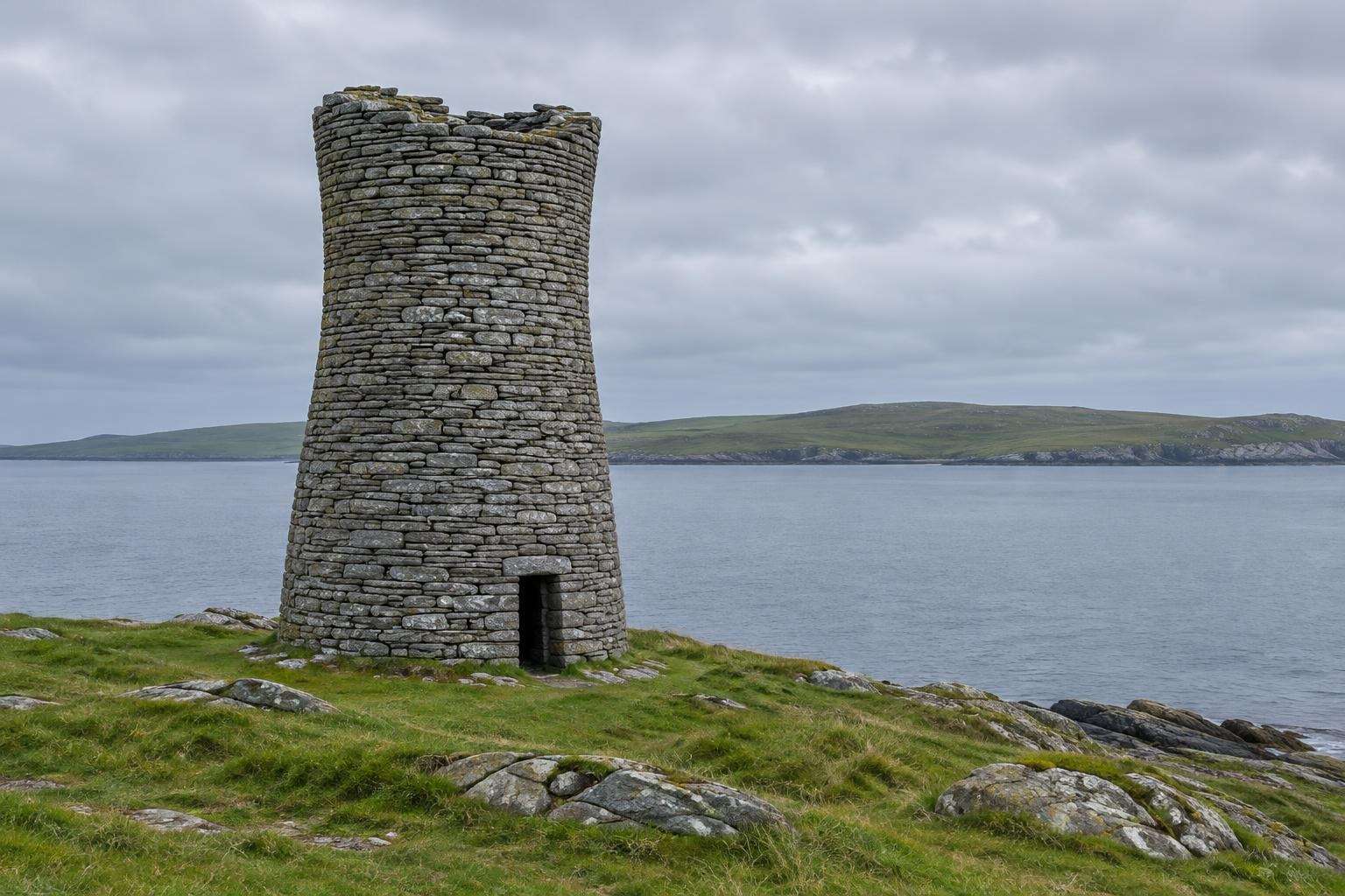 Mousa Broch, the Iron Age drystone tower on the island of Mousa off Shetland's east coast
