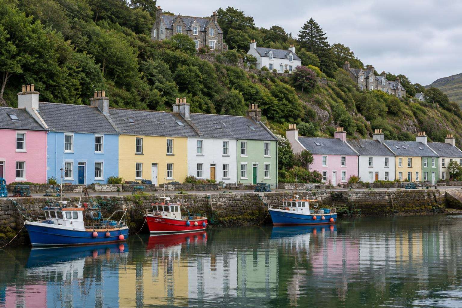 The painted houses of Portree harbour on the Isle of Skye