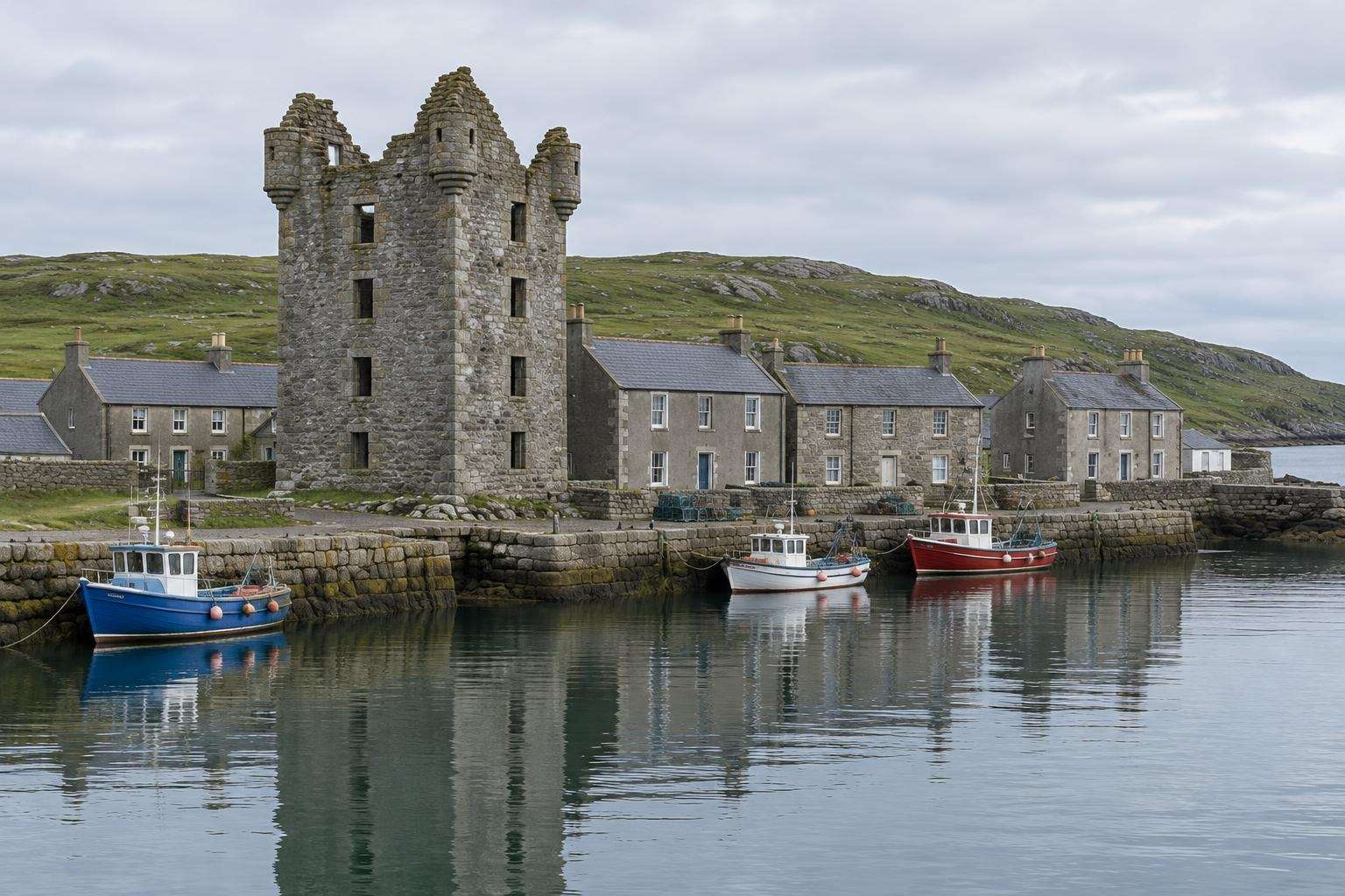 Scalloway Castle above the harbour at Scalloway, Shetland's former capital