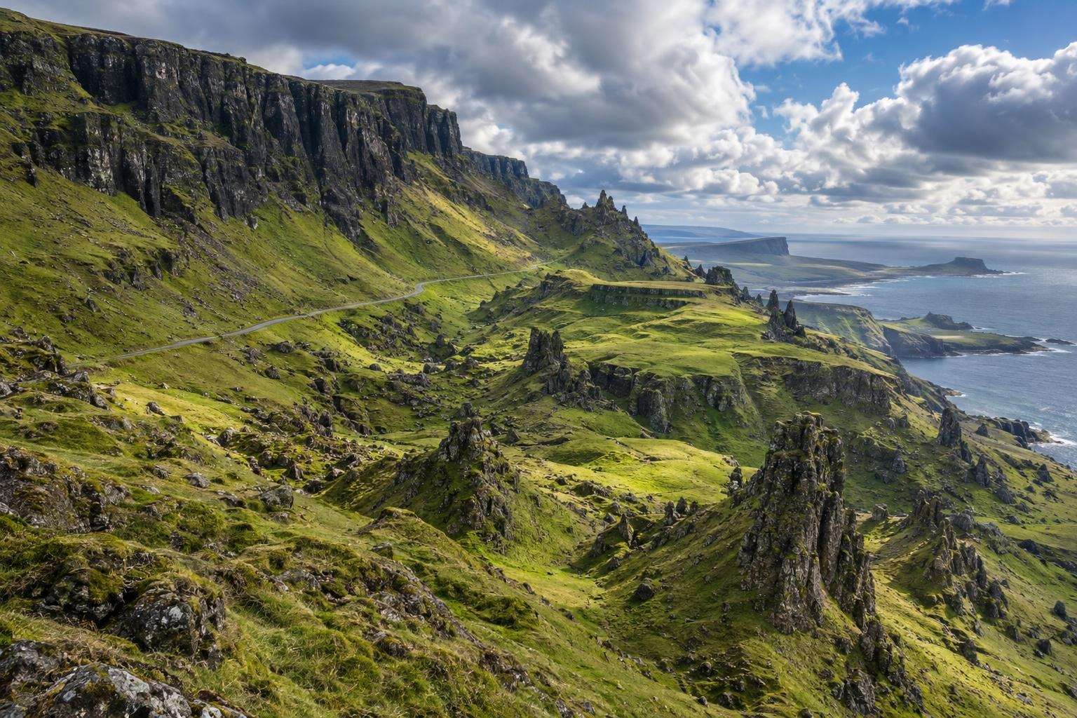 The landslip scenery of the Quiraing on the Trotternish peninsula, Isle of Skye